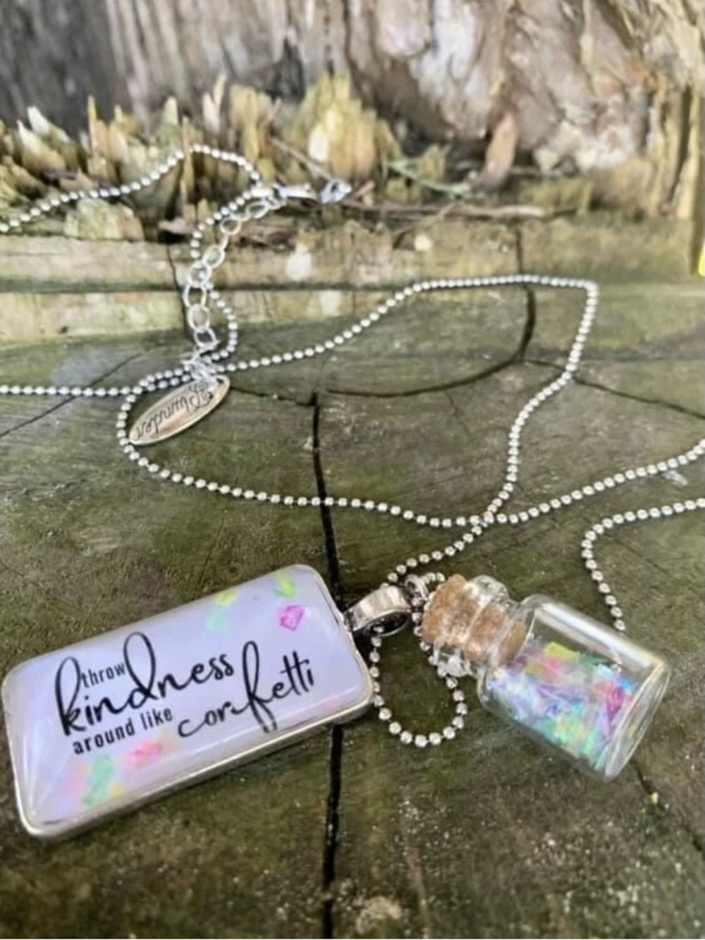 Plunder Design Fashion Jewelry Confetti Kindness Inspirational Pendant Necklace